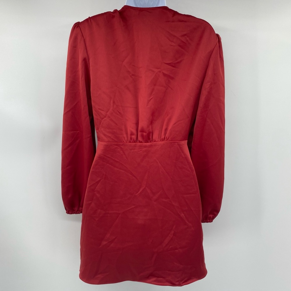 Sandro Red Leana Wrap-effect Satin-crepe Mini Dress 36 = US XS New - Picture 10 of 16